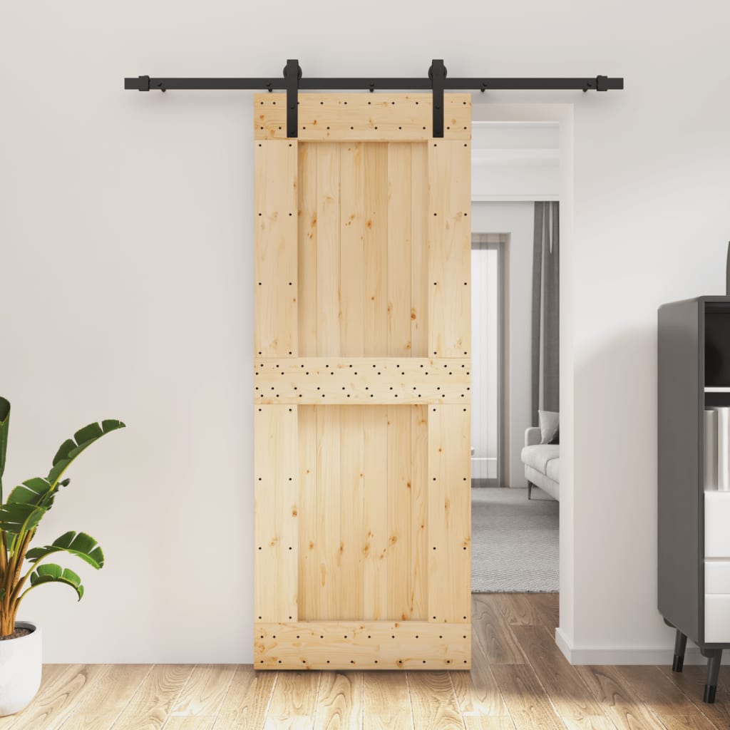 VidaXL Schiebetür mit Beschlägen 80x210 cm massives Kiefernholz