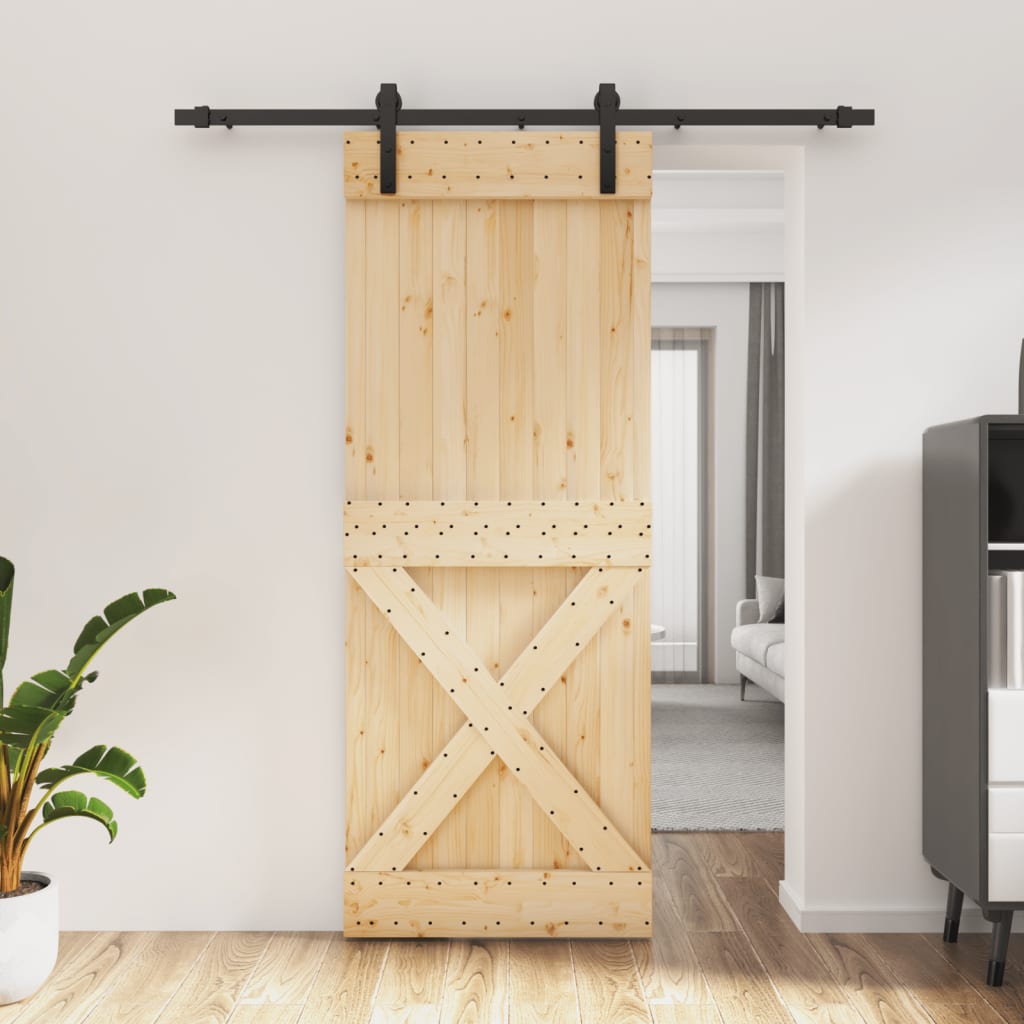 VidaXL Schiebetür mit Beschlägen 80x210 cm massives Kiefernholz