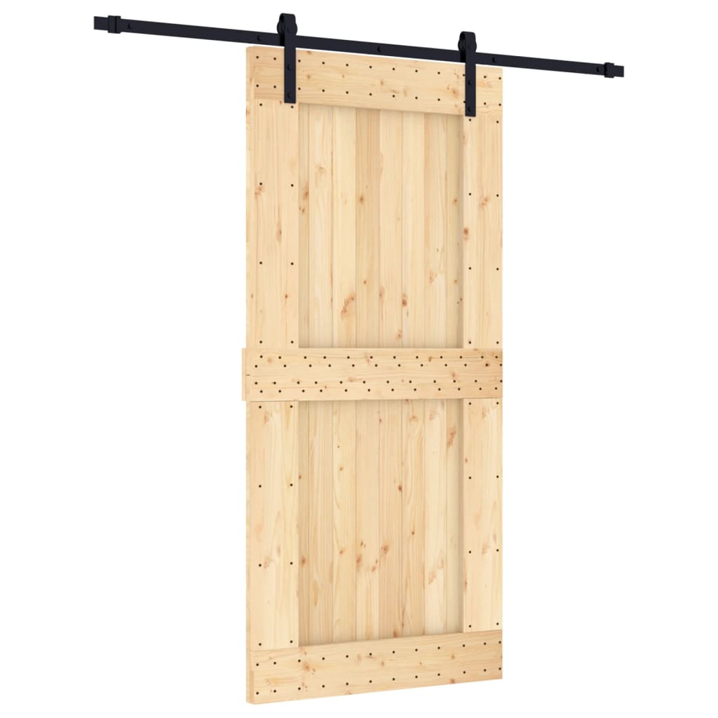 VidaXL Schiebetür mit Beschlägen 95x210 cm massives Kiefernholz