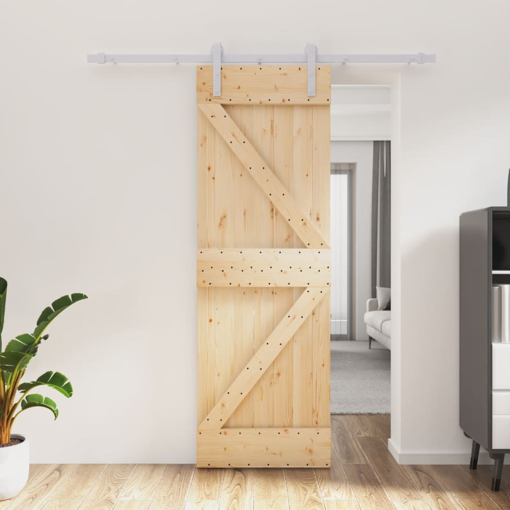 VidaXL Schiebetür mit Beschlägen 70x210 cm massives Kiefernholz