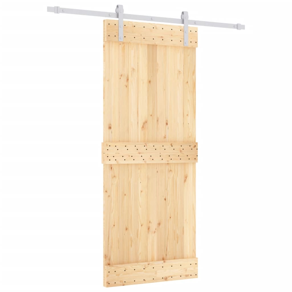 VidaXL Schiebetür mit Beschlägen 85x210 cm massives Kiefernholz