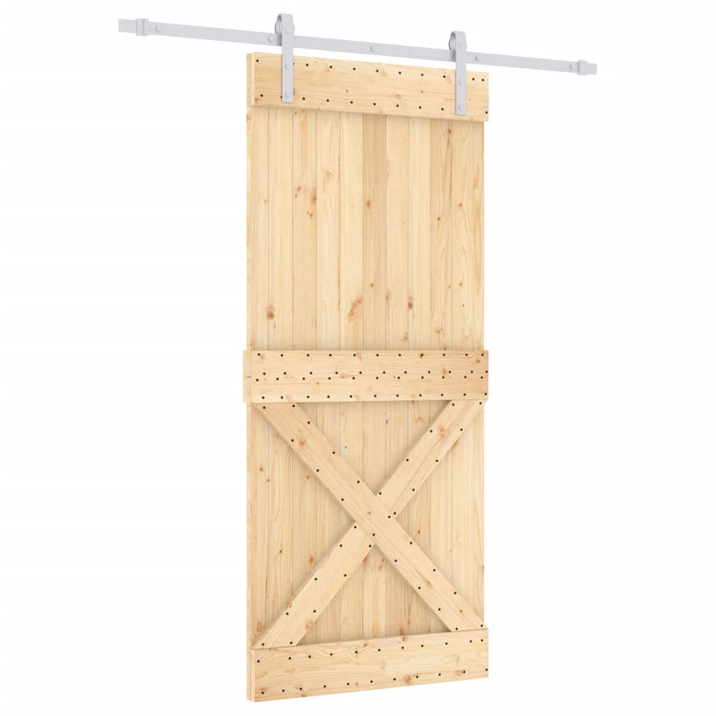 VidaXL Schiebetür mit Beschlägen 90x210 cm massives Kiefernholz