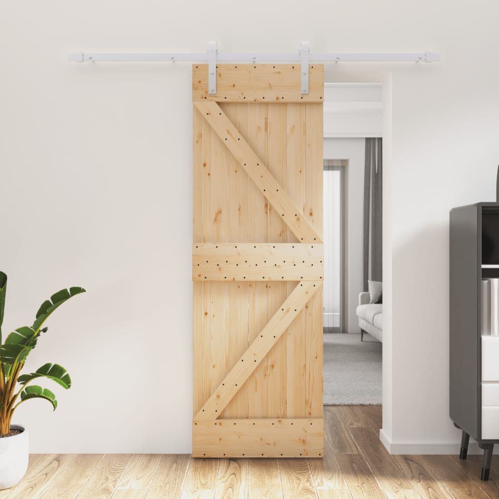 VidaXL Schiebetür mit Beschlägen 70x210 cm massives Kiefernholz