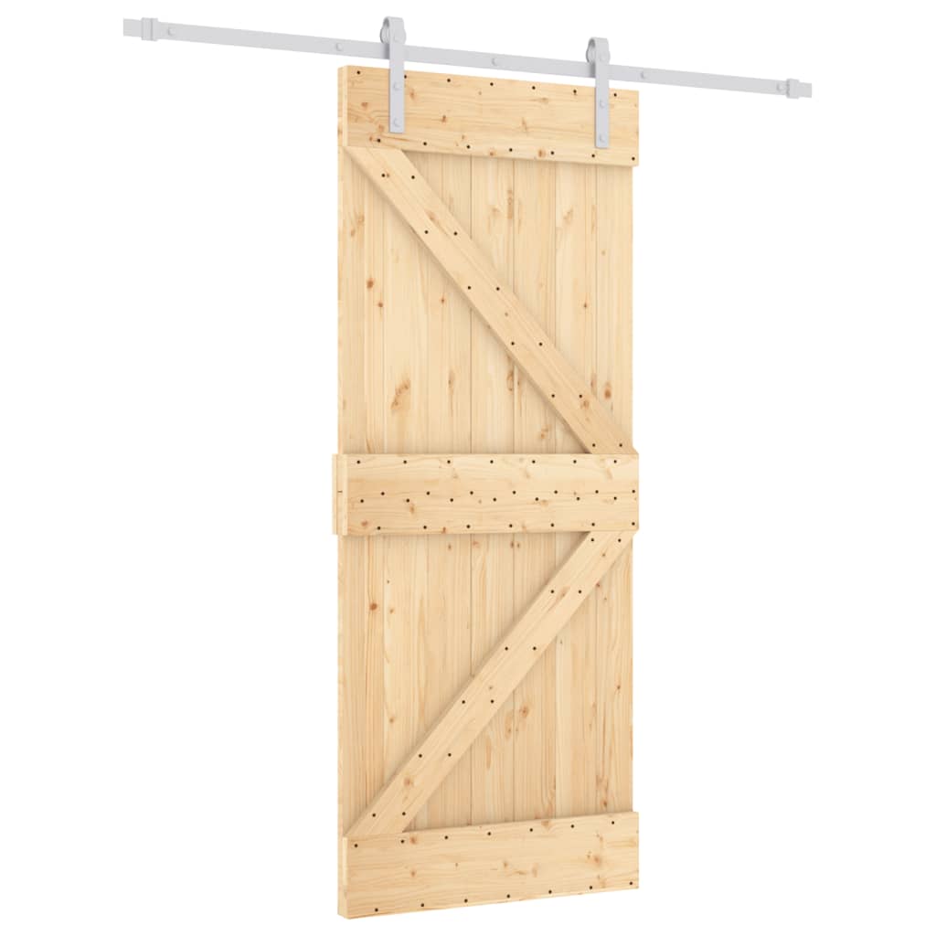 VidaXL Schiebetür mit Beschlägen 85x210 cm massives Kiefernholz