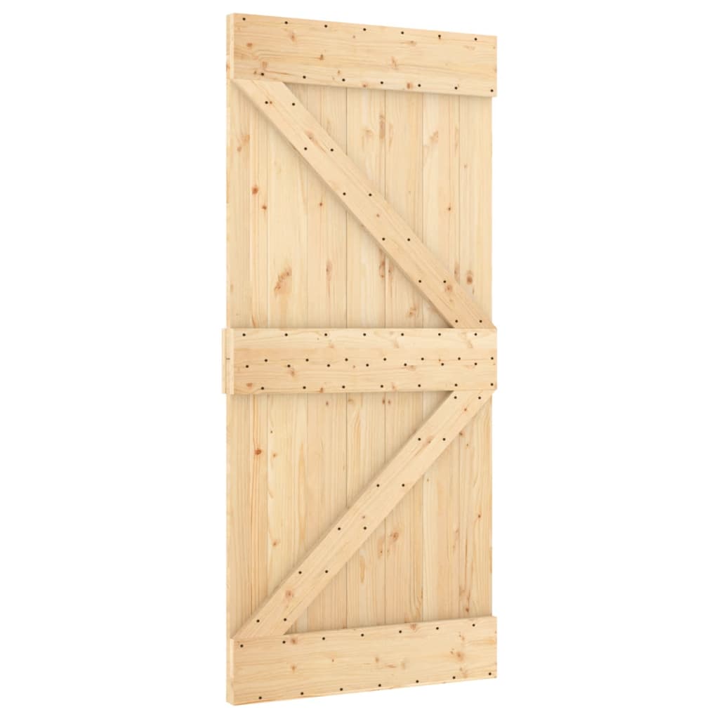VidaXL Schiebetür mit Beschlägen 95x210 cm massives Kiefernholz