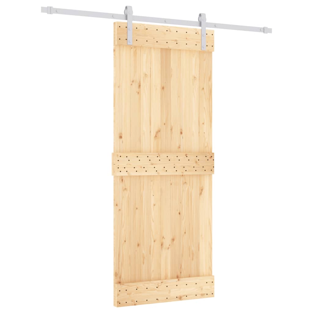 VidaXL Schiebetür mit Beschlägen 85x210 cm massives Kiefernholz