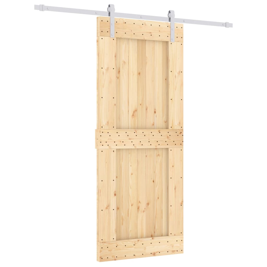 VidaXL Schiebetür mit Beschlägen 85x210 cm massives Kiefernholz