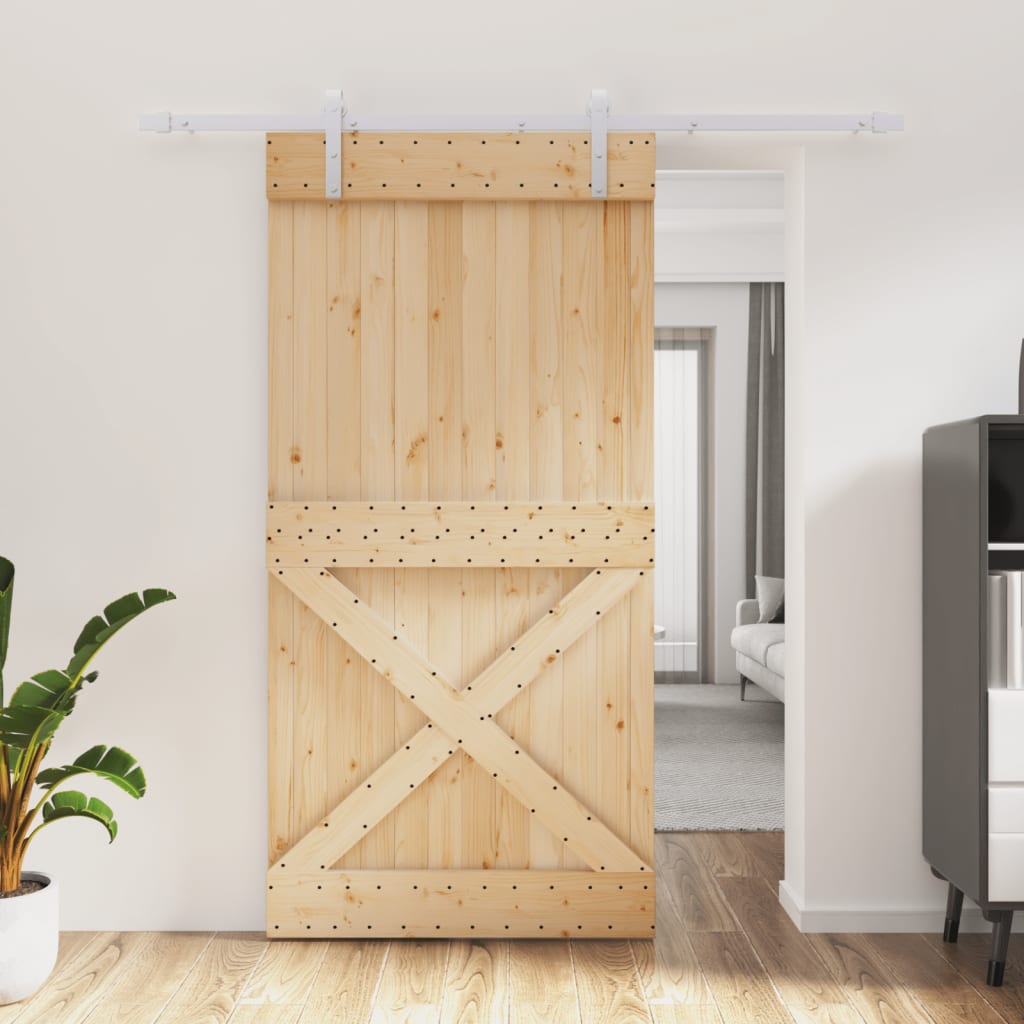 VidaXL Schiebetür mit Beschlägen 100x210 cm massives Kiefernholz