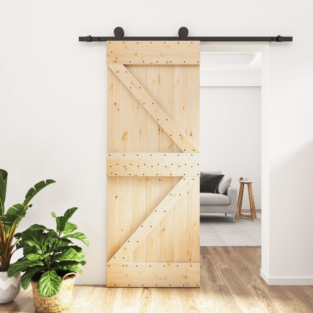 VidaXL Schiebetür mit Beschlägen 85x210 cm massives Kiefernholz