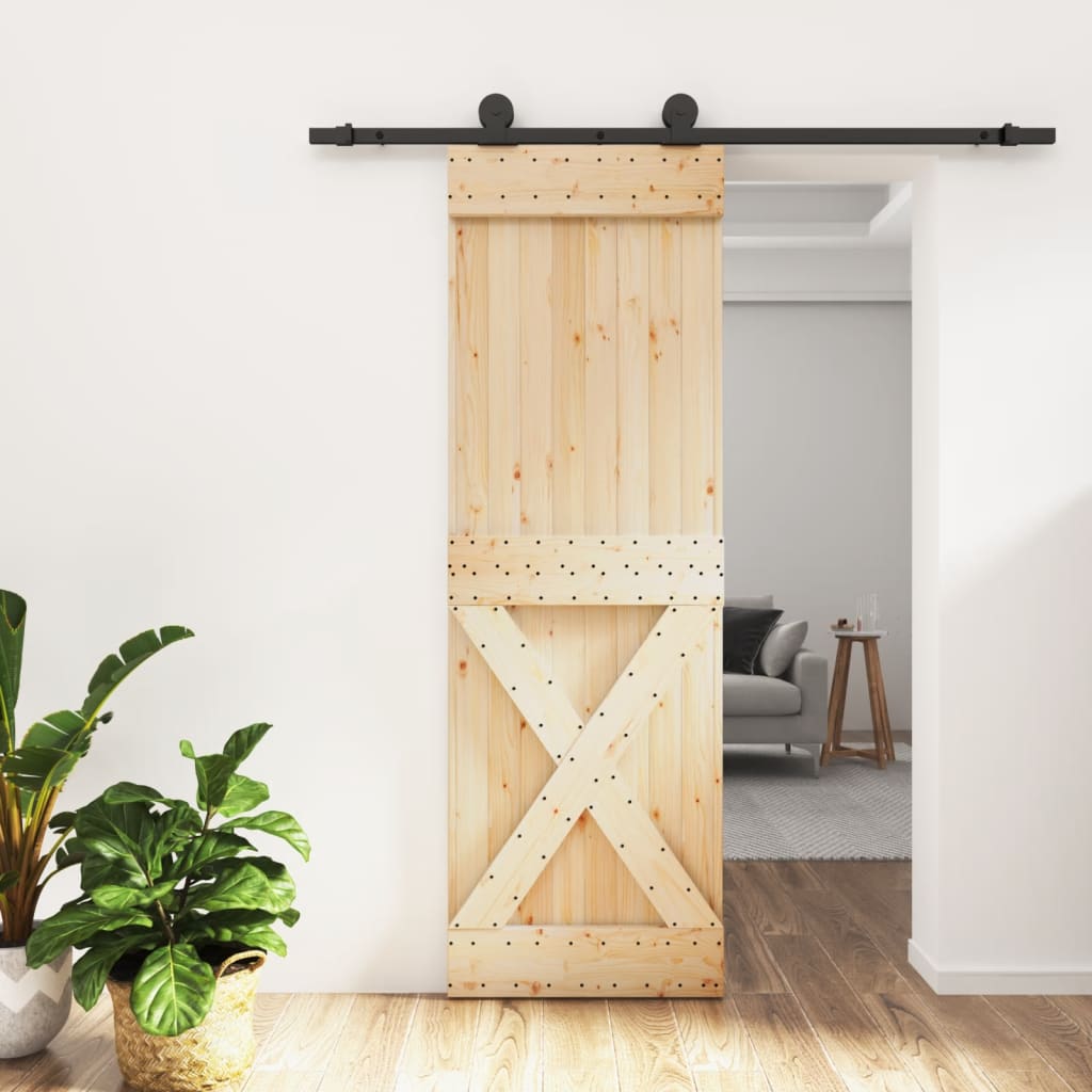 VidaXL Schiebetür mit Beschlägen 70x210 cm massives Kiefernholz