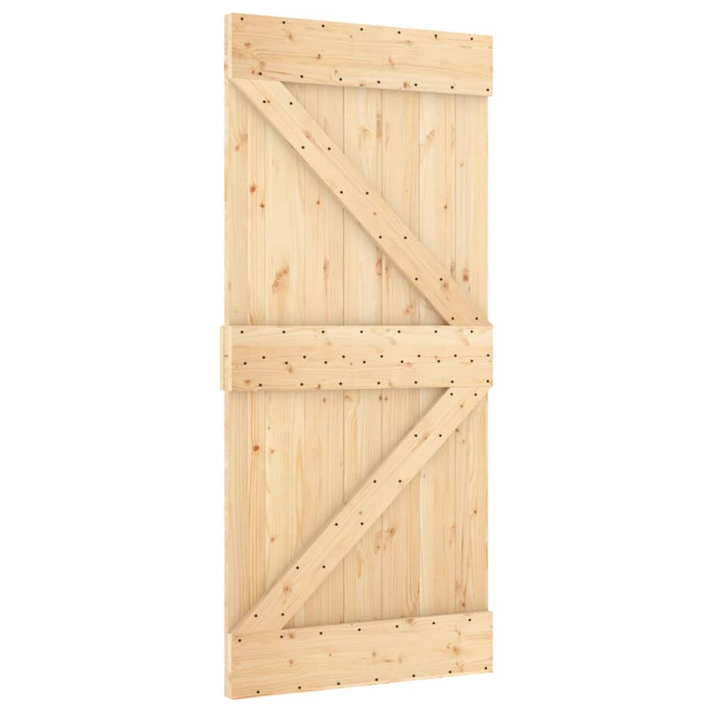 VidaXL Schiebetür mit Beschlägen 95x210 cm massives Kiefernholz