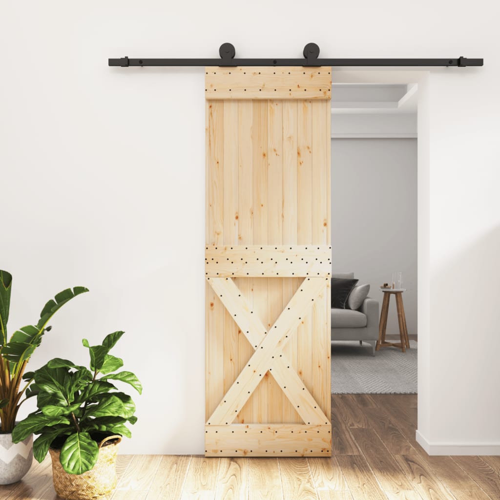 VidaXL Schiebetür mit Beschlägen 70x210 cm massives Kiefernholz