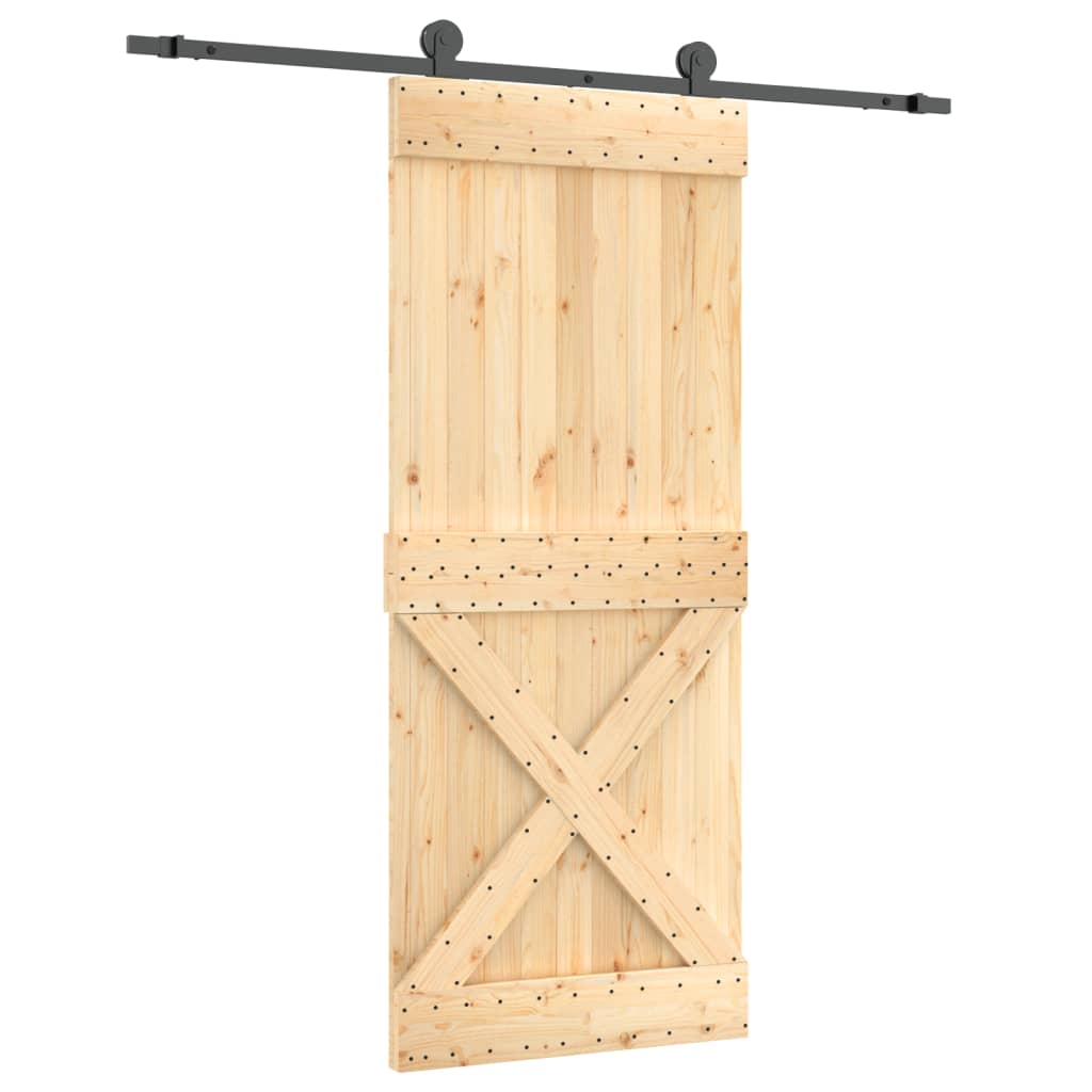 VidaXL Schiebetür mit Beschlägen 85x210 cm massives Kiefernholz