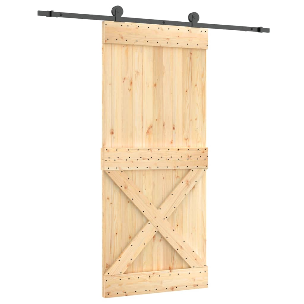VidaXL Schiebetür mit Beschlägen 90x210 cm massives Kiefernholz