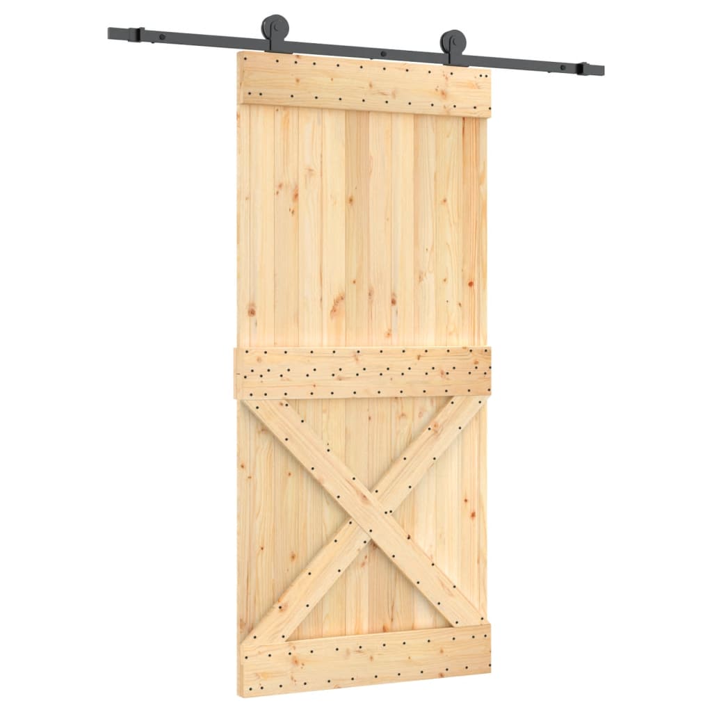 VidaXL Schiebetür mit Beschlägen 95x210 cm massives Kiefernholz