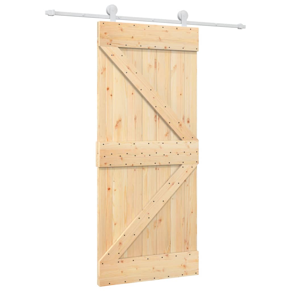 VidaXL Schiebetür mit Beschlägen 90x210 cm massives Kiefernholz