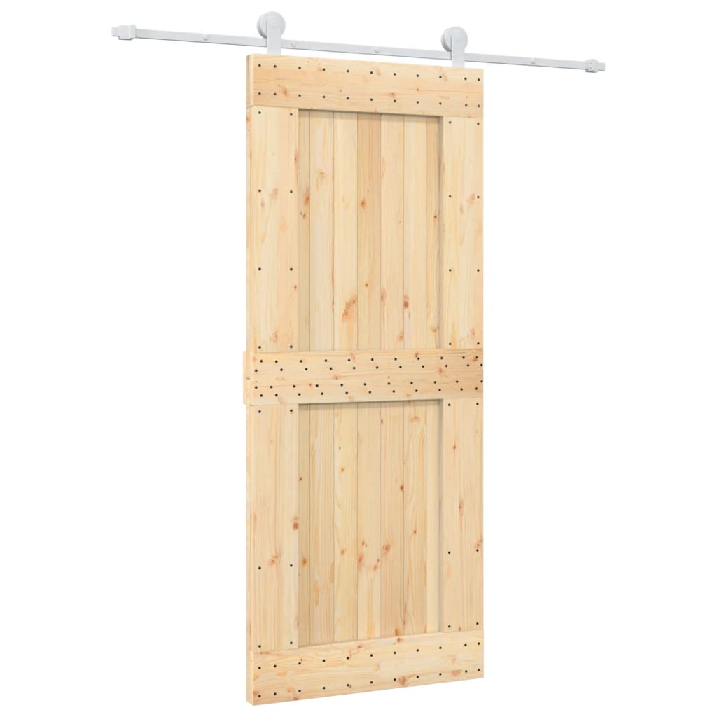 VidaXL Schiebetür mit Beschlägen 85x210 cm massives Kiefernholz