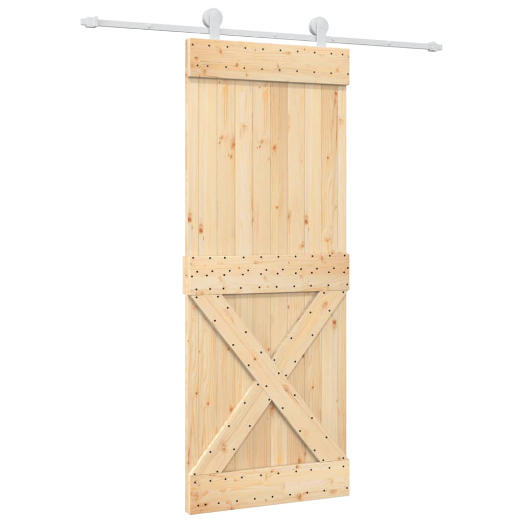 VidaXL Schiebetür mit Beschlägen 80x210 cm massives Kiefernholz