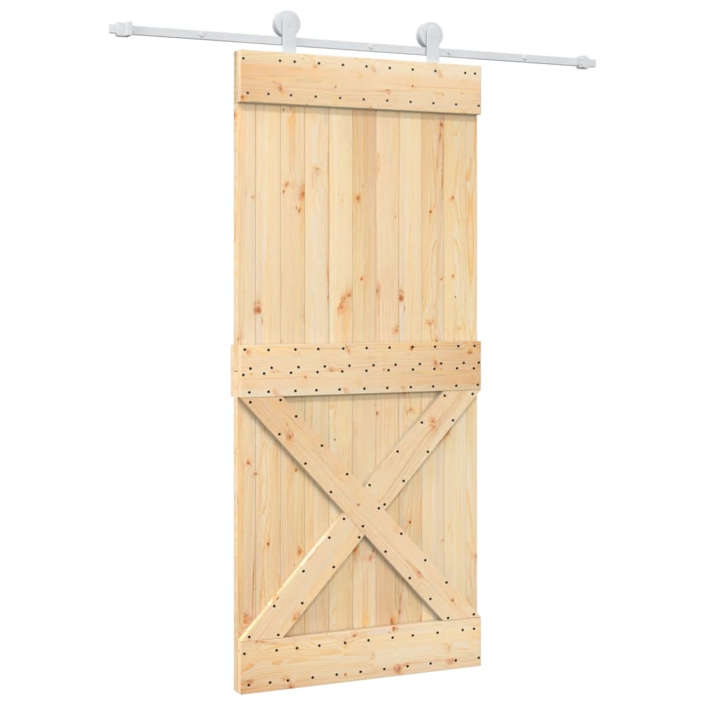 VidaXL Schiebetür mit Beschlägen 90x210 cm massives Kiefernholz