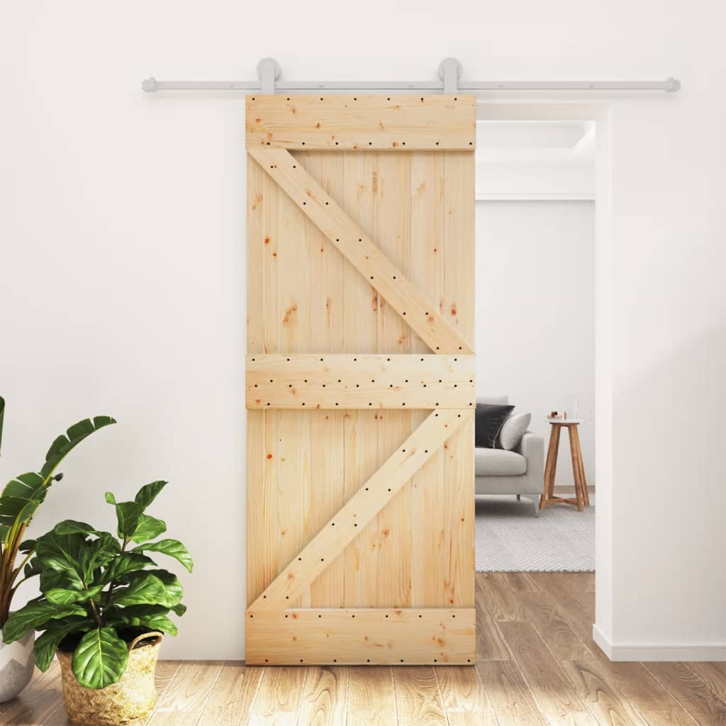 VidaXL Schiebetür mit Beschlägen 85x210 cm massives Kiefernholz