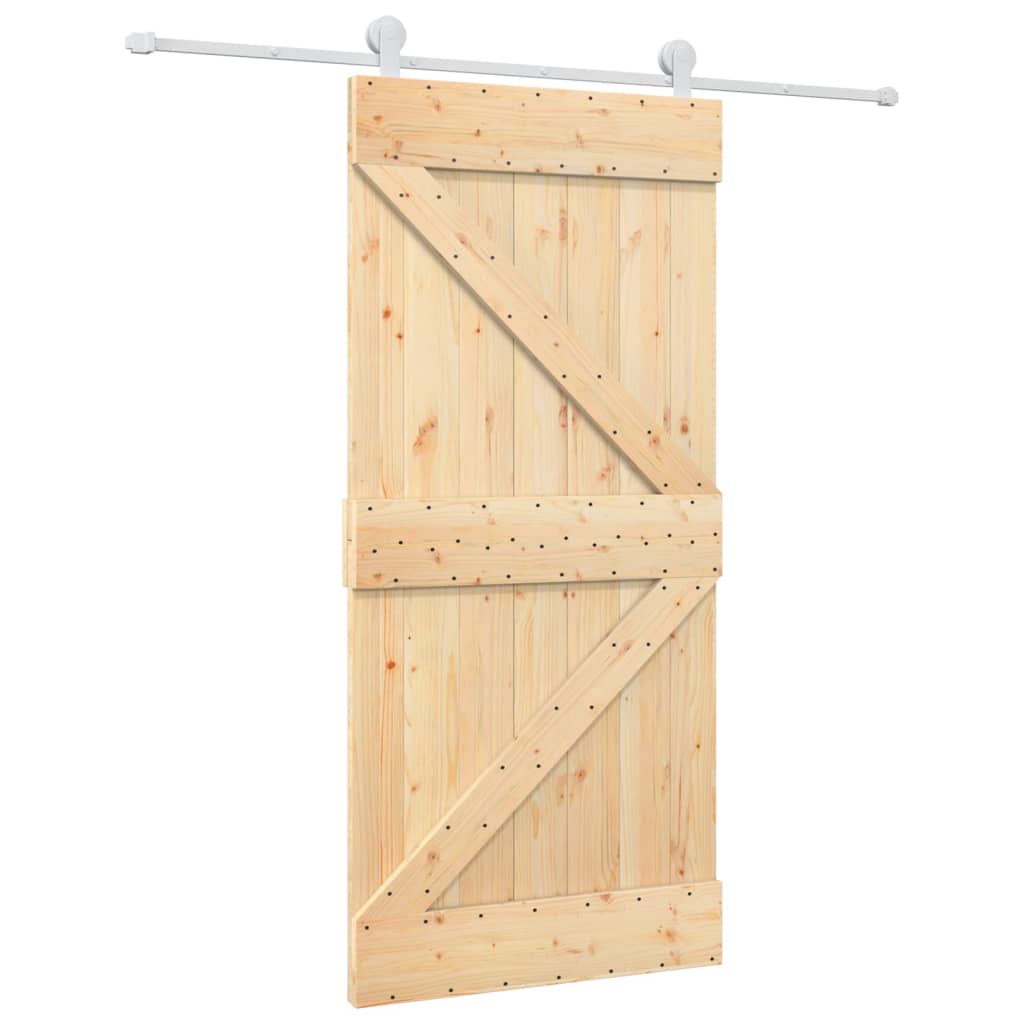 VidaXL Schiebetür mit Beschlägen 95x210 cm massives Kiefernholz