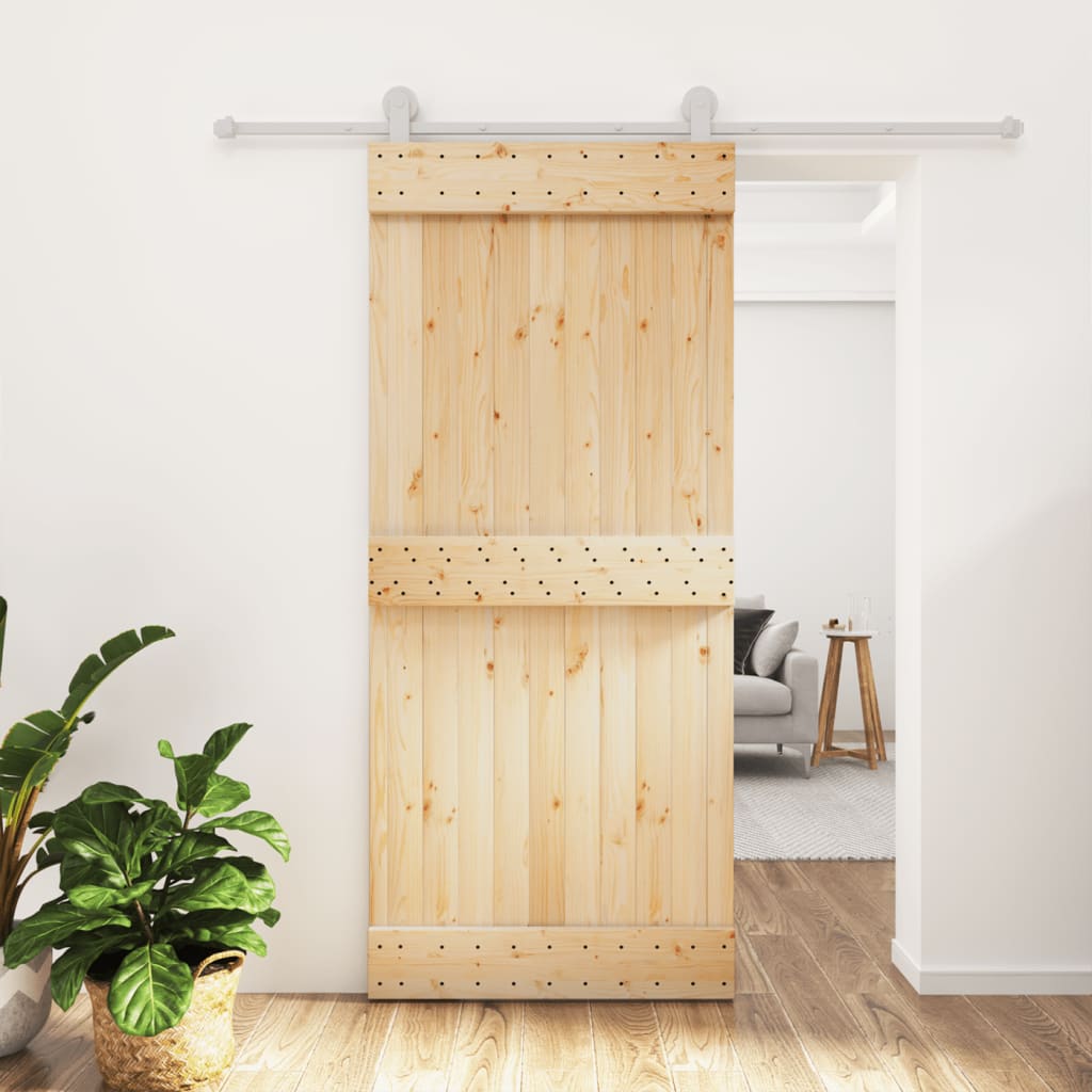 VidaXL Schiebetür mit Beschlägen 90x210 cm massives Kiefernholz