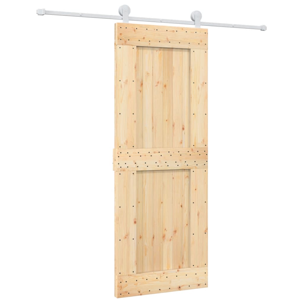 VidaXL Schiebetür mit Beschlägen 80x210 cm massives Kiefernholz