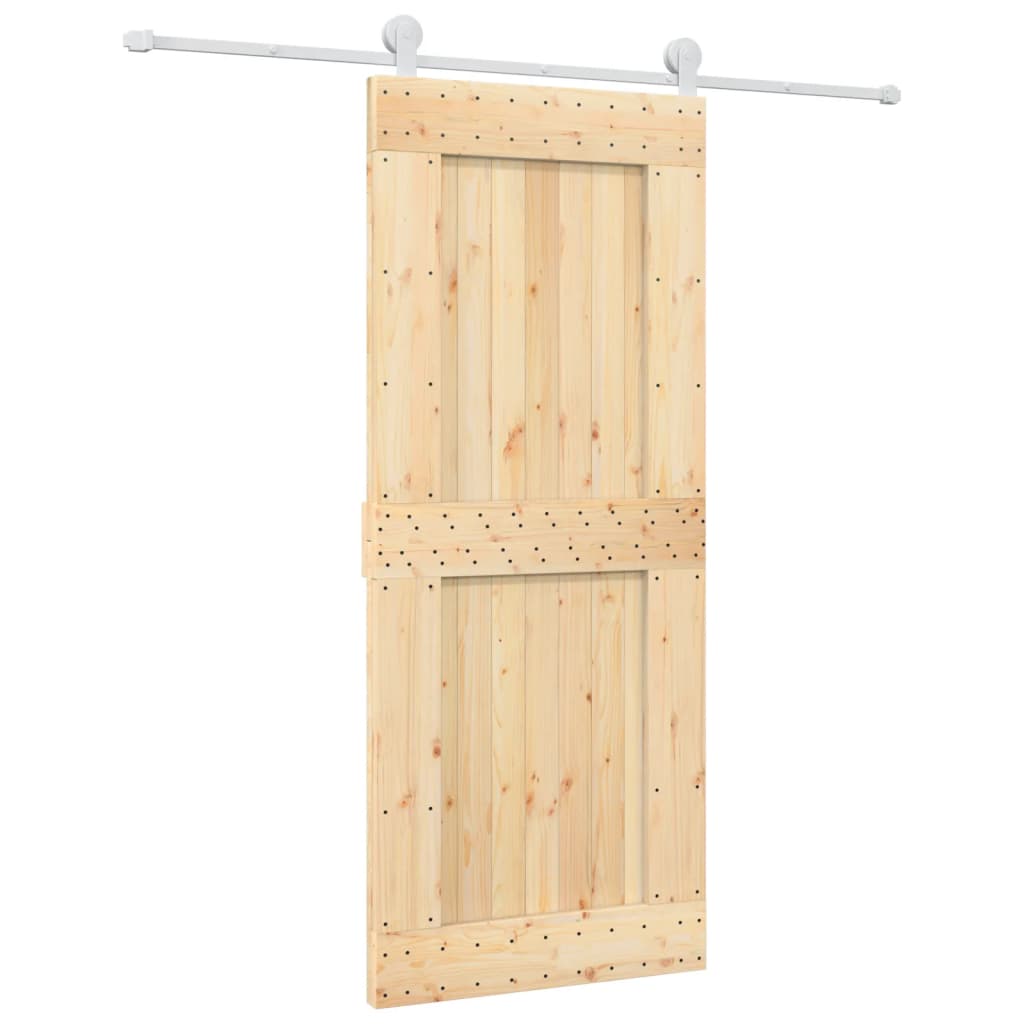 VidaXL Schiebetür mit Beschlägen 85x210 cm massives Kiefernholz