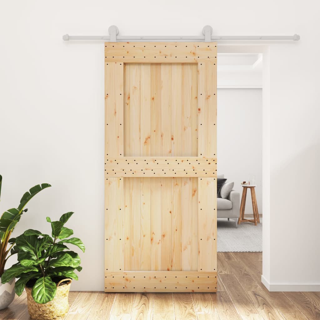 VidaXL Schiebetür mit Beschlägen 95x210 cm massives Kiefernholz