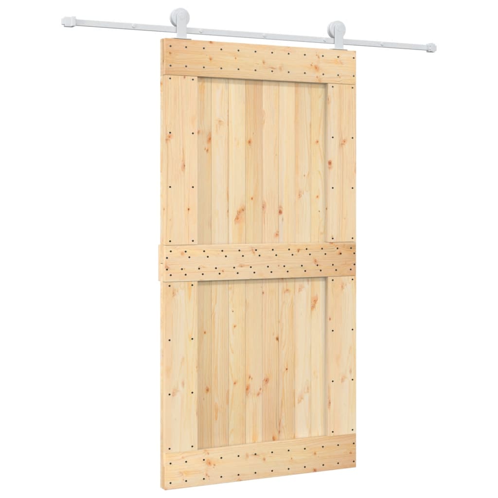 VidaXL Schiebetür mit Beschlägen 100x210 cm massives Kiefernholz