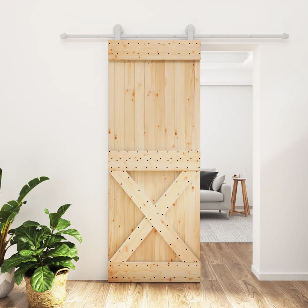 VidaXL Schiebetür mit Beschlägen 80x210 cm massives Kiefernholz