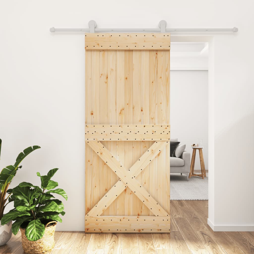 VidaXL Schiebetür mit Beschlägen 90x210 cm massives Kiefernholz