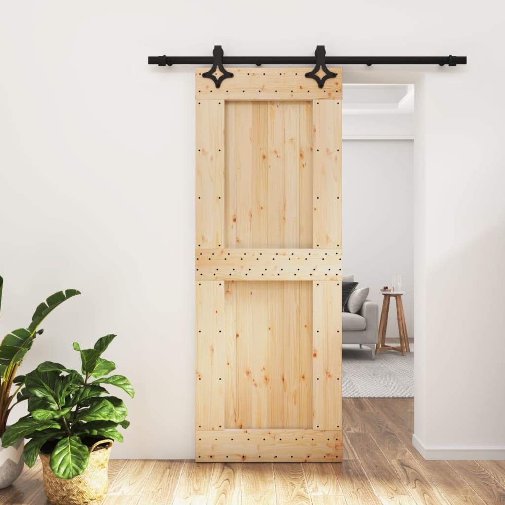 VidaXL Schiebetür mit Beschlägen 80x210 cm massives Kiefernholz