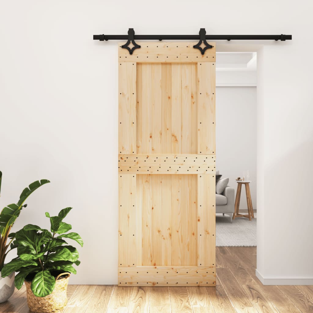 VidaXL Schiebetür mit Beschlägen 85x210 cm massives Kiefernholz
