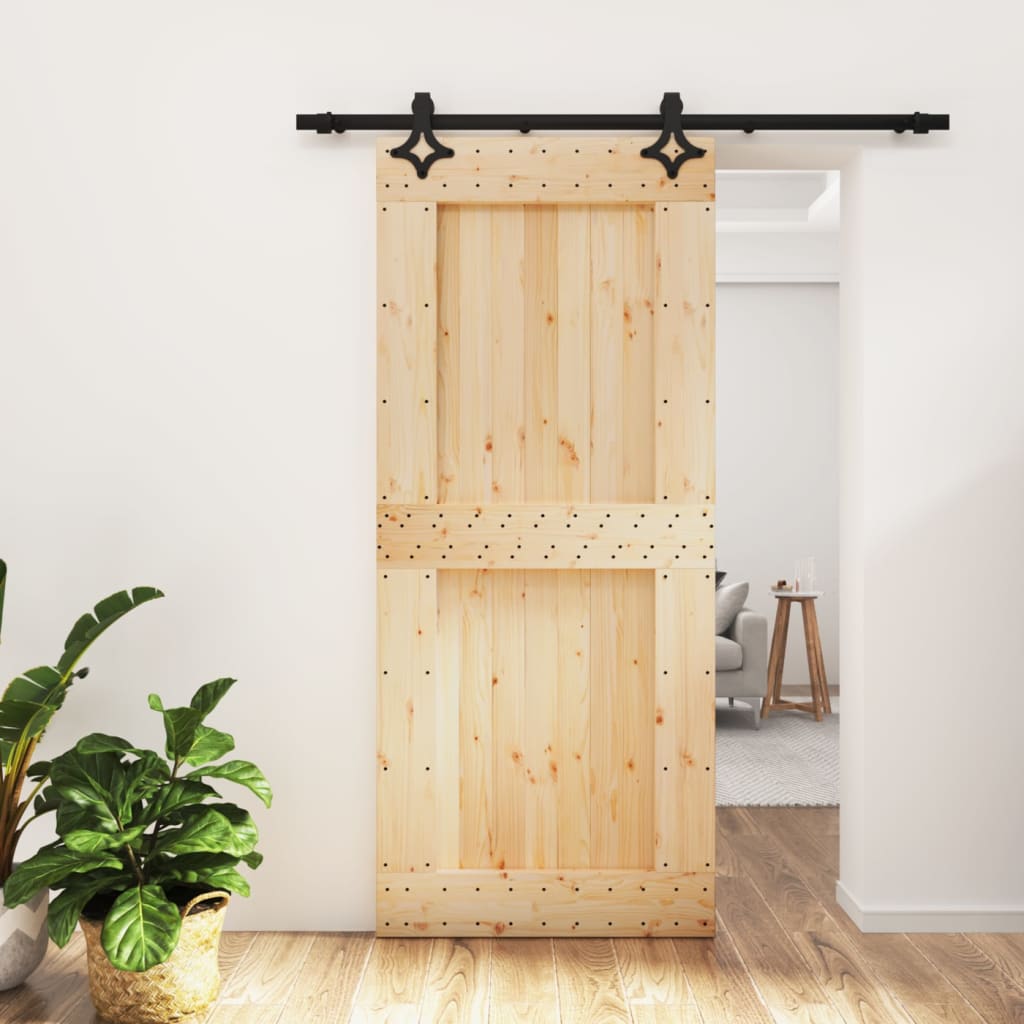 VidaXL Schiebetür mit Beschlägen 90x210 cm massives Kiefernholz