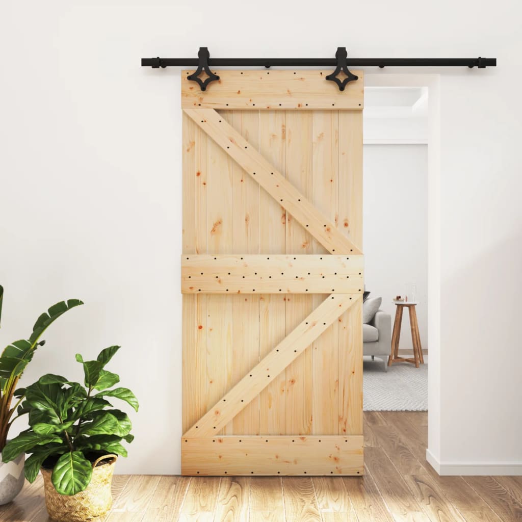 VidaXL Schiebetür mit Beschlägen 95x210 cm massives Kiefernholz