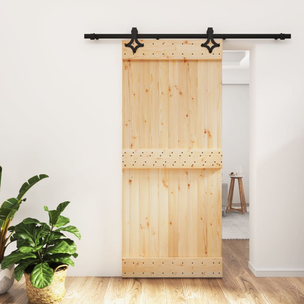 VidaXL Schiebetür mit Beschlägen 90x210 cm massives Kiefernholz
