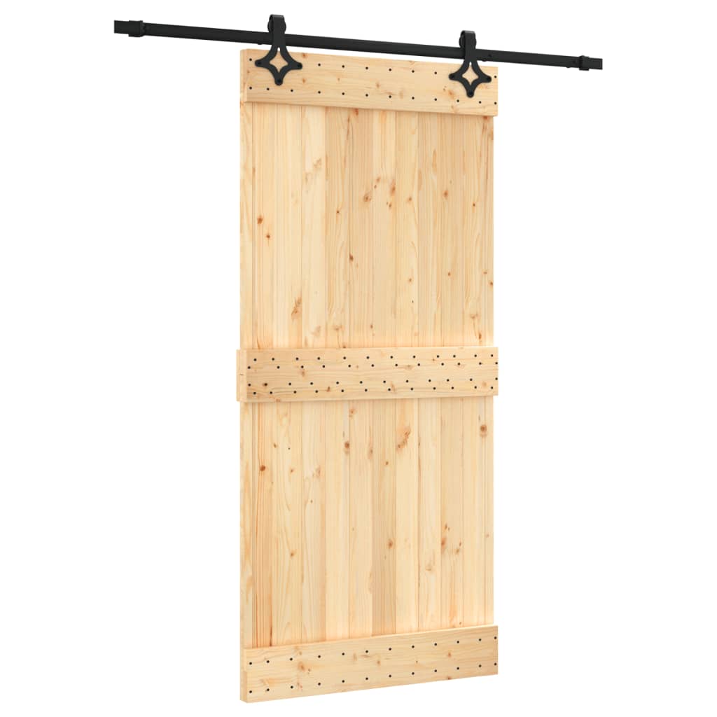VidaXL Schiebetür mit Beschlägen 95x210 cm massives Kiefernholz