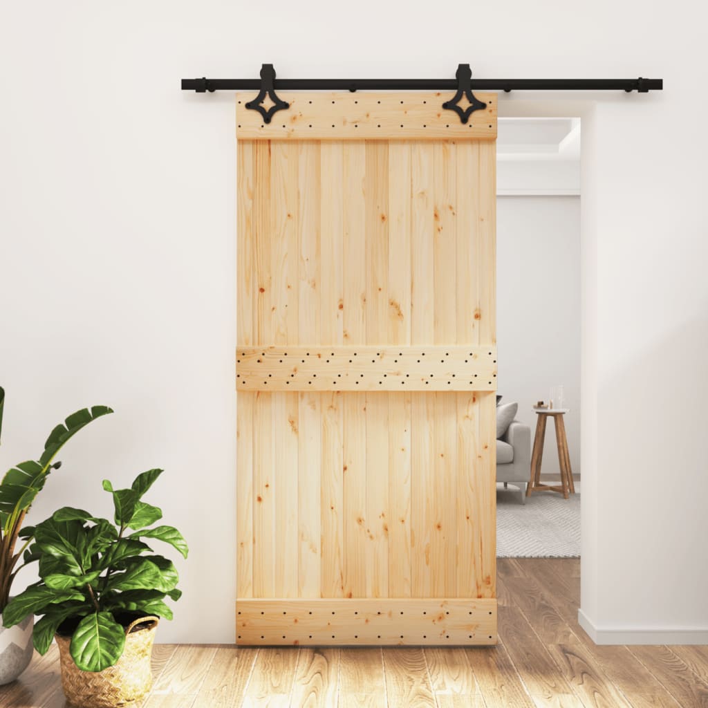 VidaXL Schiebetür mit Beschlägen 100x210 cm massives Kiefernholz