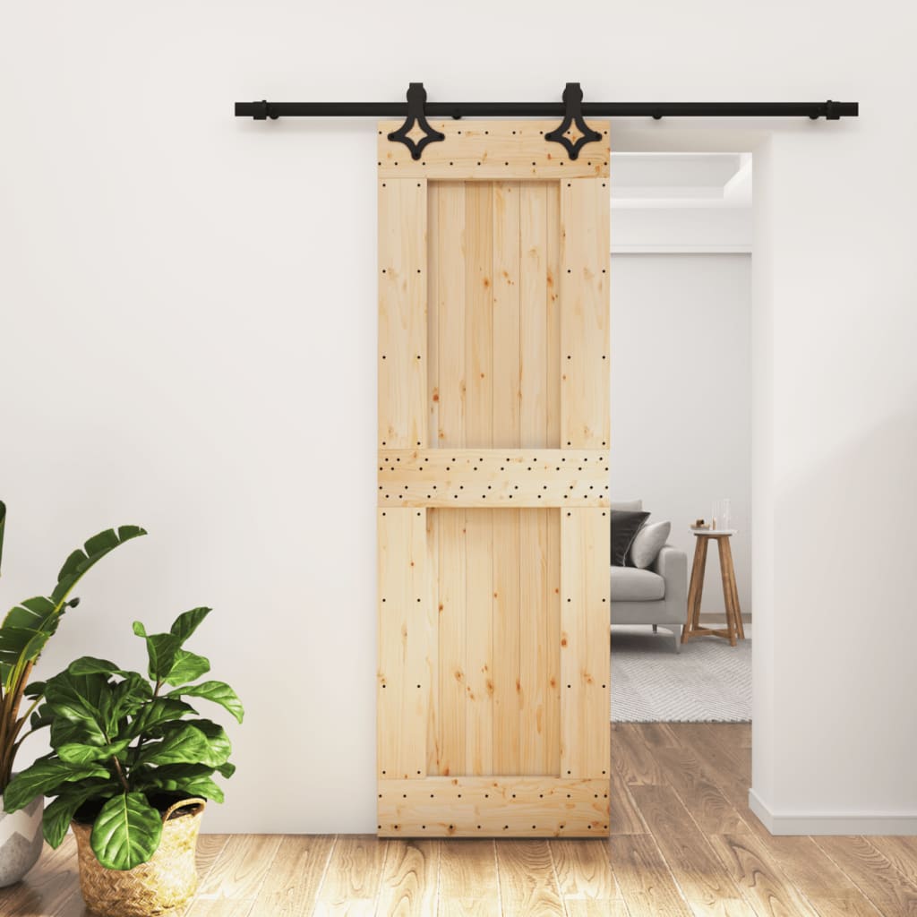 VidaXL Schiebetür mit Beschlägen 70x210 cm massives Kiefernholz