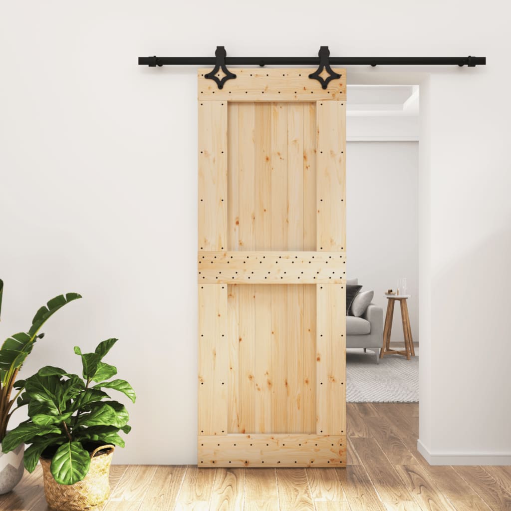 VidaXL Schiebetür mit Beschlägen 80x210 cm massives Kiefernholz