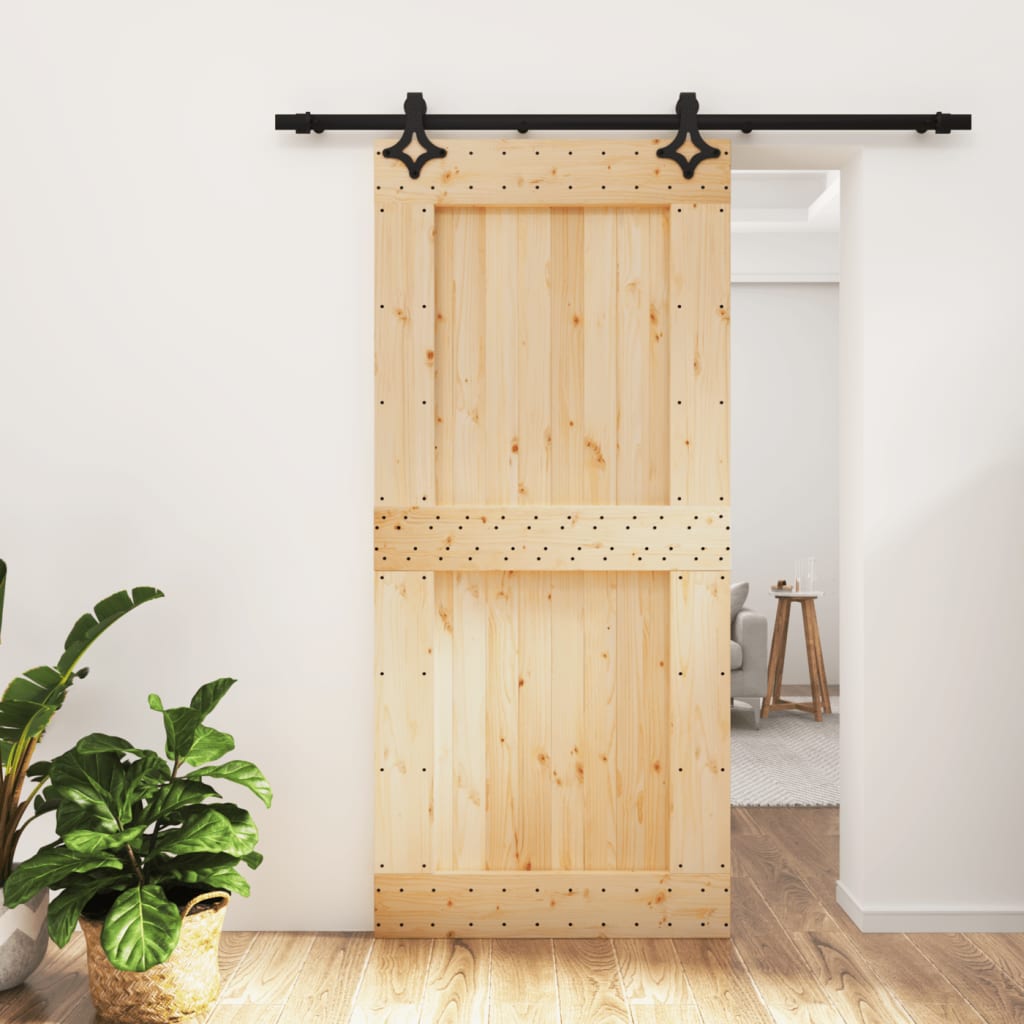 VidaXL Schiebetür mit Beschlägen 95x210 cm massives Kiefernholz