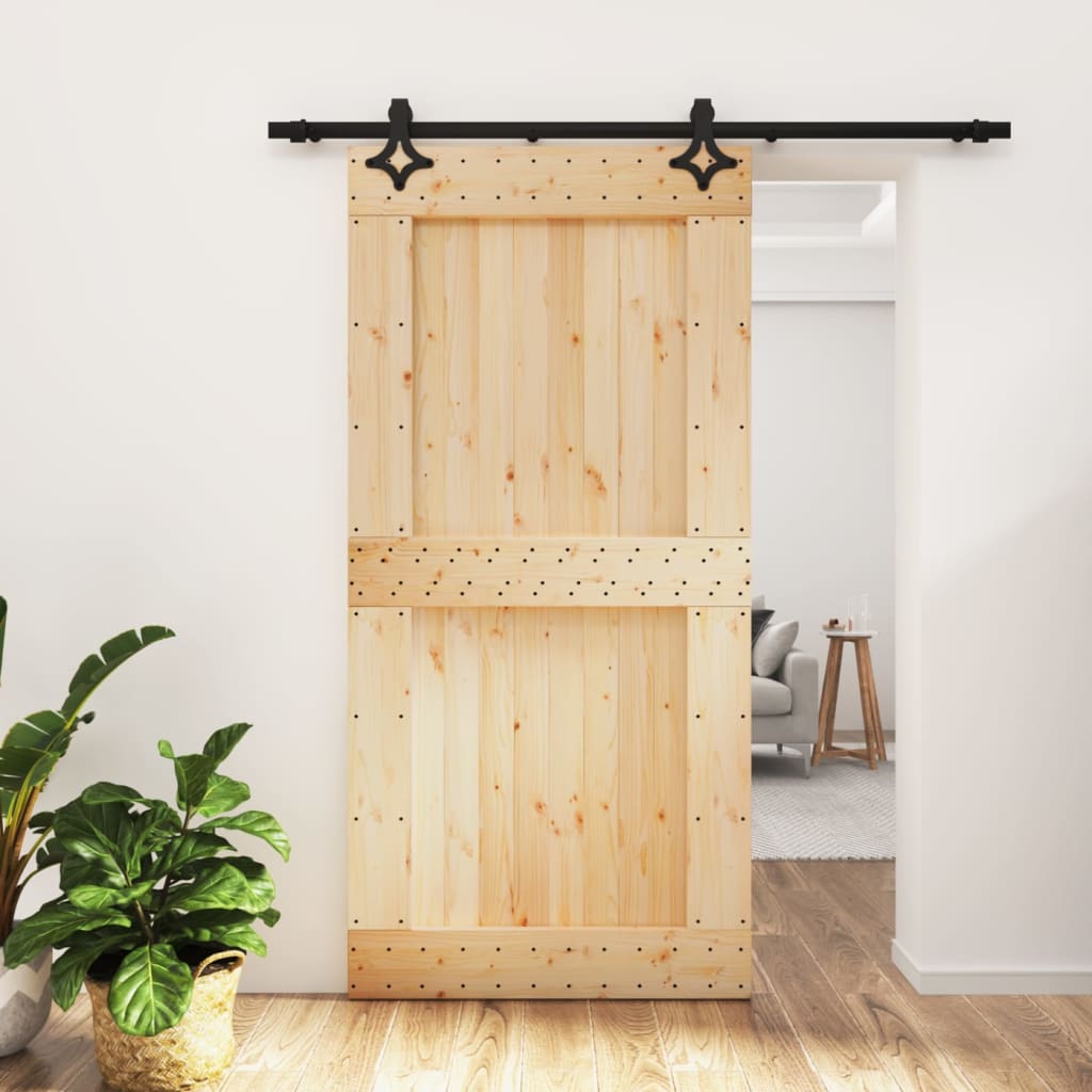 VidaXL Schiebetür mit Beschlägen 100x210 cm massives Kiefernholz