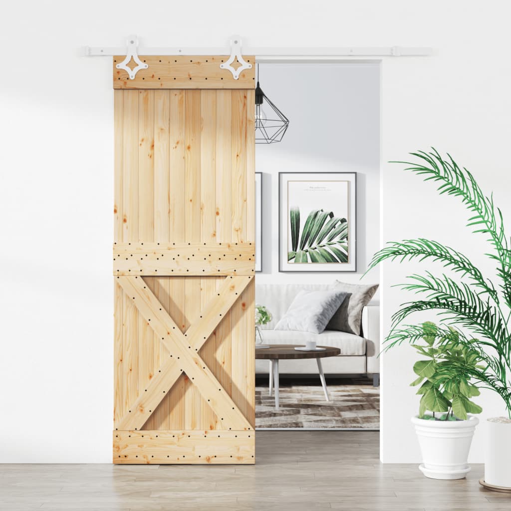 VidaXL Schiebetür mit Beschlägen 80x210 cm massives Kiefernholz