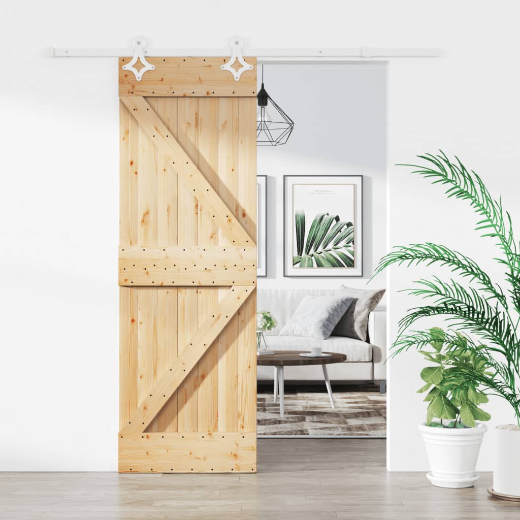 VidaXL Schiebetür mit Beschlägen 70x210 cm massives Kiefernholz