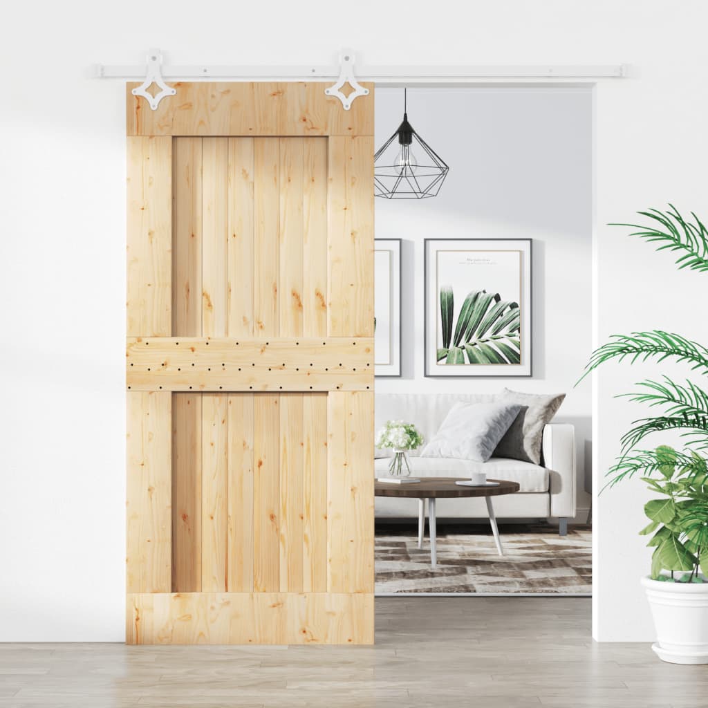 VidaXL Schiebetür mit Beschlägen 90x210 cm massives Kiefernholz
