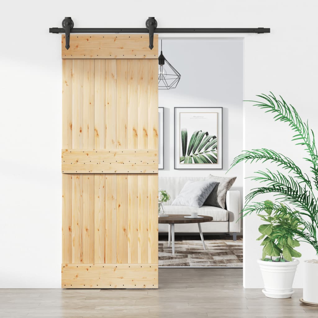 VidaXL Schiebetür mit Beschlägen 80x210 cm massives Kiefernholz