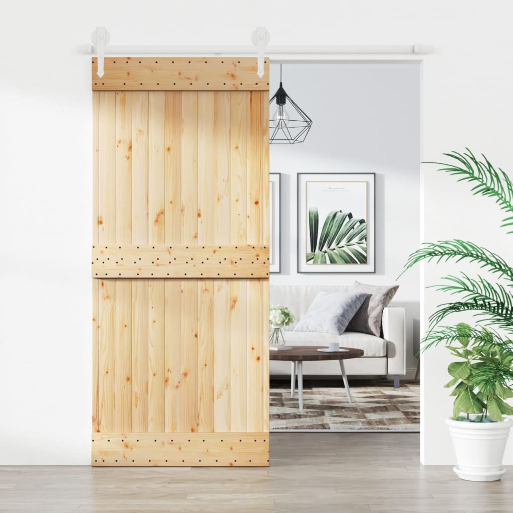 VidaXL Schiebetür mit Beschlägen 90x210 cm massives Kiefernholz