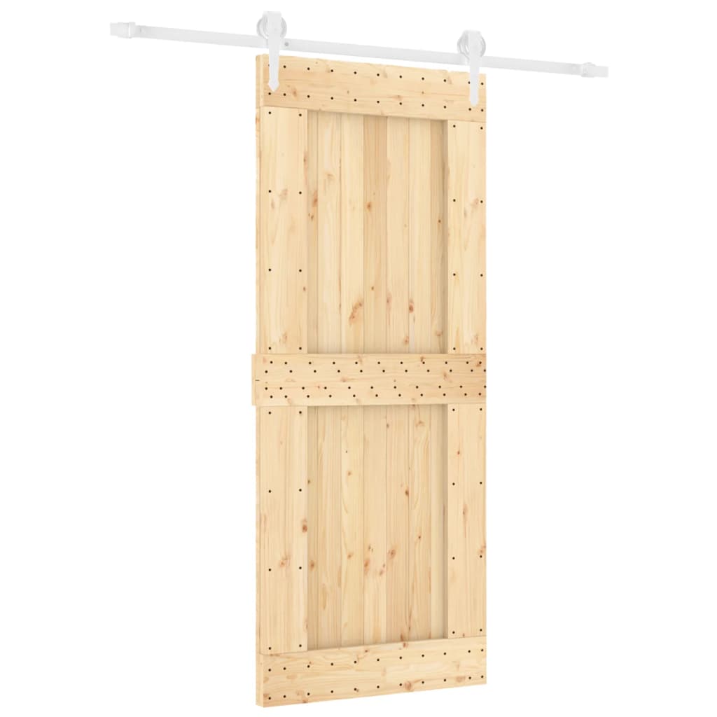 VidaXL Schiebetür mit Beschlägen 85x210 cm massives Kiefernholz