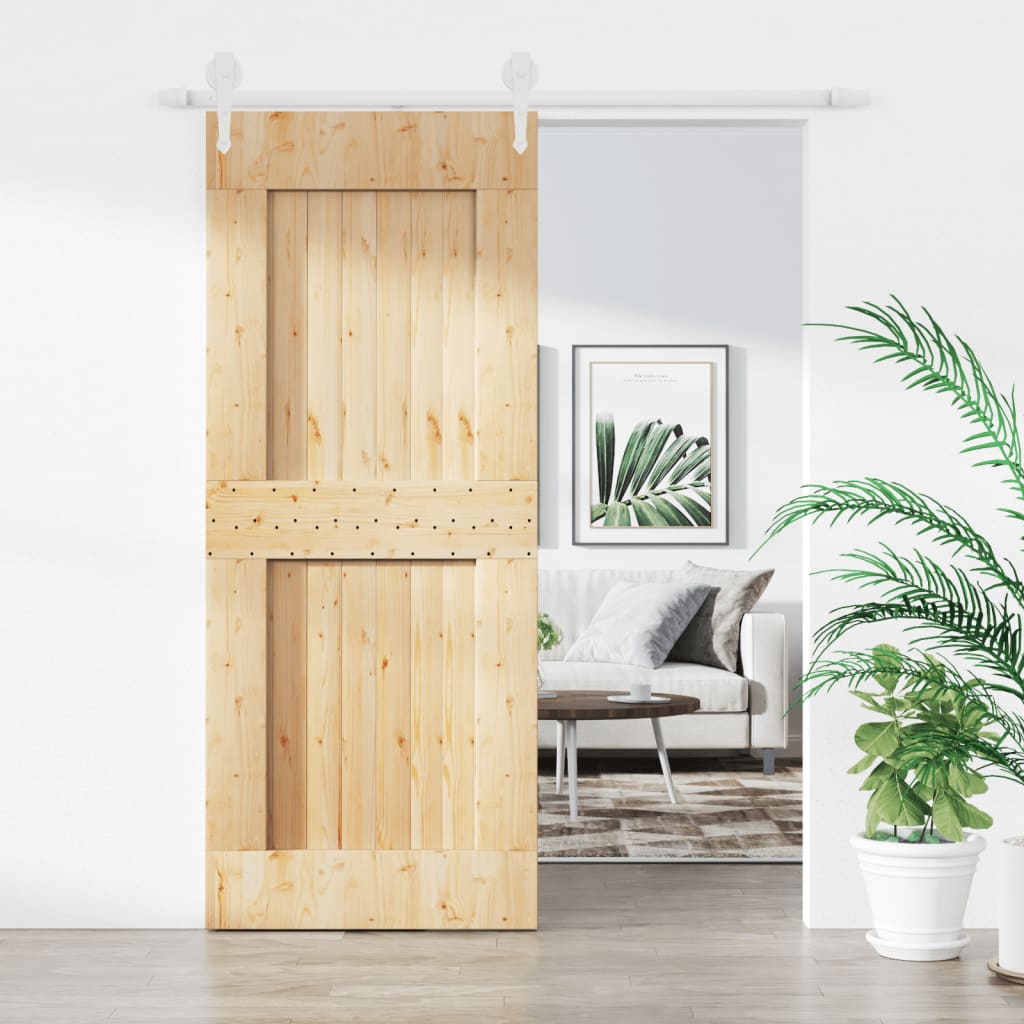VidaXL Schiebetür mit Beschlägen 85x210 cm massives Kiefernholz